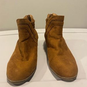 Brown velvet booties